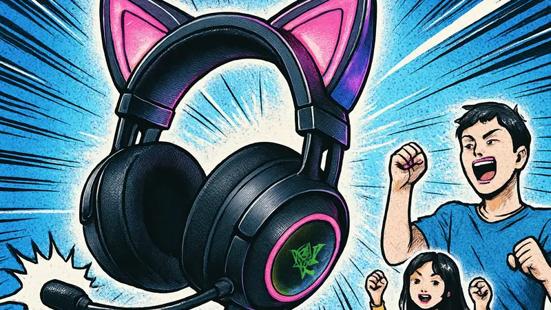 Игровая гарнитура Razer Kraken Kitty V3 Pro с кошачьими ушками и подсветкой по скидке.