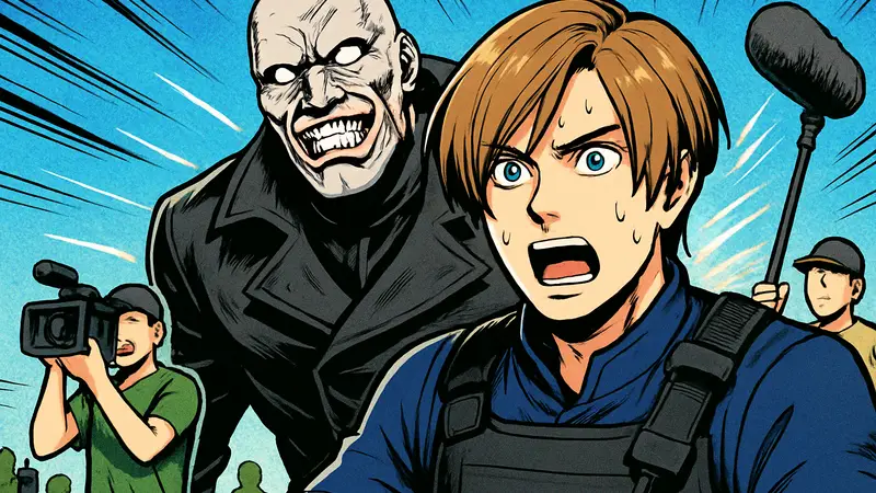 Актер Леона из Resident Evil Requiem во время съемок игры с главным злодеем