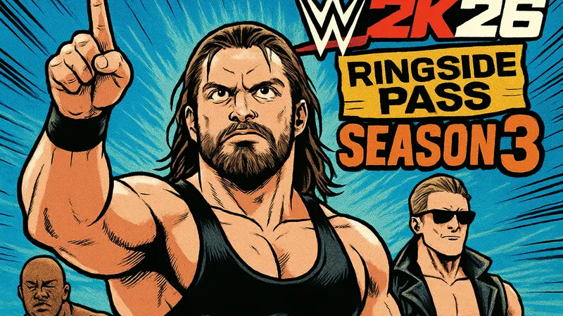 Изображение рестлеров WWE 2K26, анонсирующих Ringside Pass Season 3.