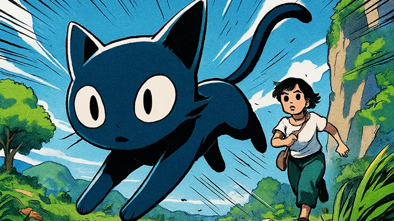 Скриншот из игры Planet of Lana 2 с персонажем и его инопланетным котом-компаньоном на Steam.