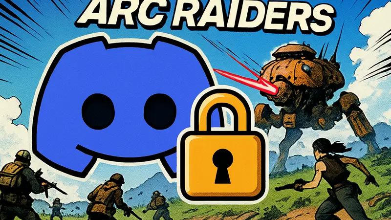 Скриншот ARC Raiders с логотипом Discord и иконкой замка, символизирующей приватность данных.