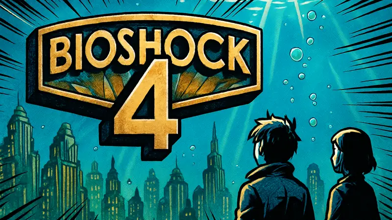 Логотип BioShock 4 на фоне подводного города, утечка деталей открытого мира