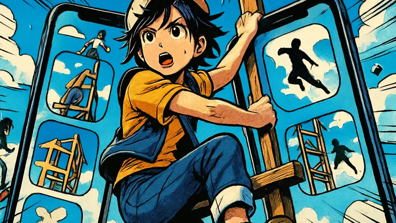 Обложка игры Only Up! на фоне фейковых мобильных приложений в App Store.