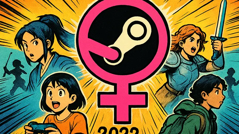 Логотип Steam Women's Day Sale 2026 со скидками на игры от разработчиц