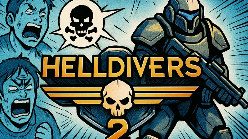 Логотип Helldivers 2 на фоне сообщения Sony и Arrowhead о токсичности