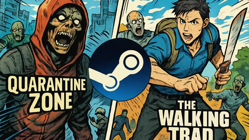 Скриншоты из игр Quarantine Zone и The Walking Trade, реклама бандла в Steam