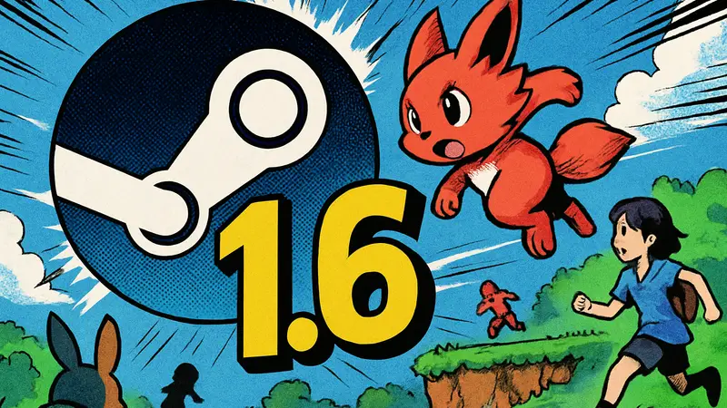 Обновление Steam для игры REANIMAL с фоном, показывающим игровой процесс и логотип патча 1.6.