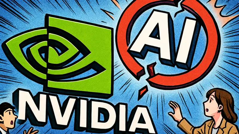 Логотип Nvidia и символы AI, обозначающие окончание инвестиций в OpenAI и Anthropic